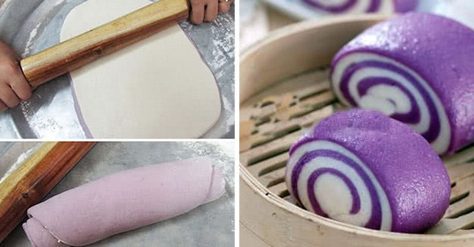 cách làm bánh bao chay màu tím